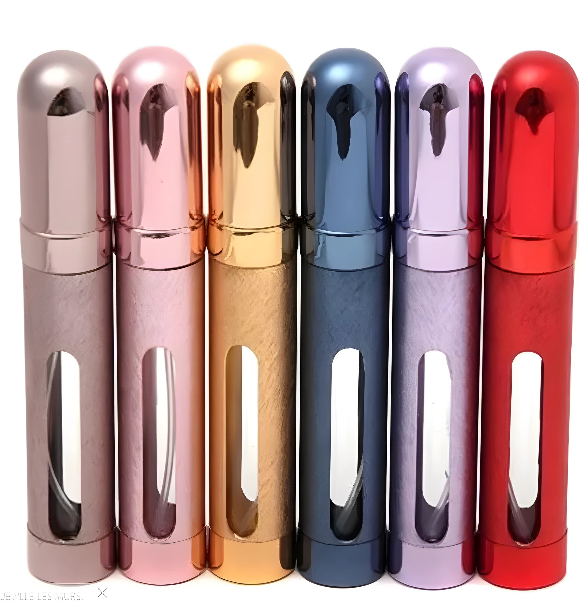 12ml aluminium travel perfume bottle with glass liner in silver finish, showing slim 115mm design.