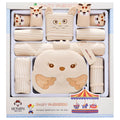Cotton baby clothes gift set with beige cardigan suit featuring cartoon animal prints for newborns