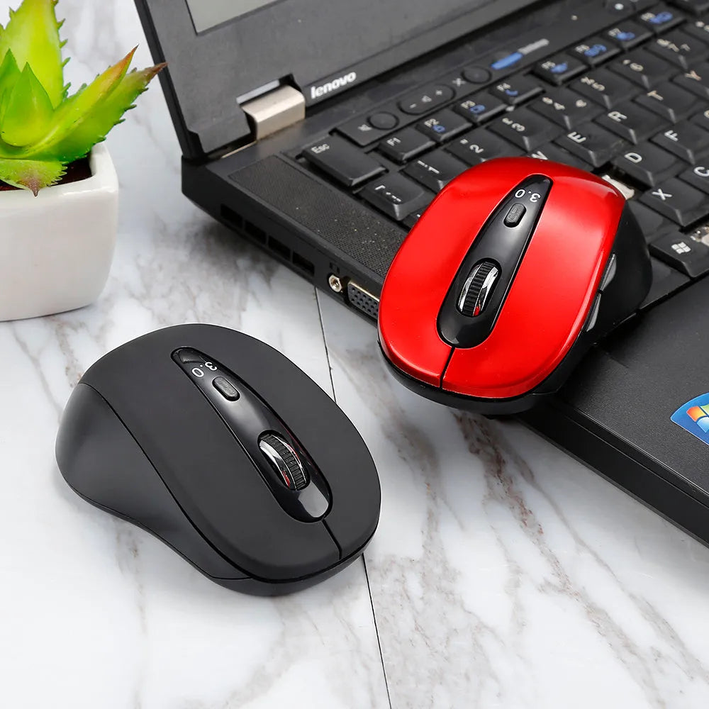 Wireless dual-mode mouse with Bluetooth 5.0 and 2.4GHz, 2400dpi optical sensor, six keys, four-way wheel, ergonomic, 100x60x40mm