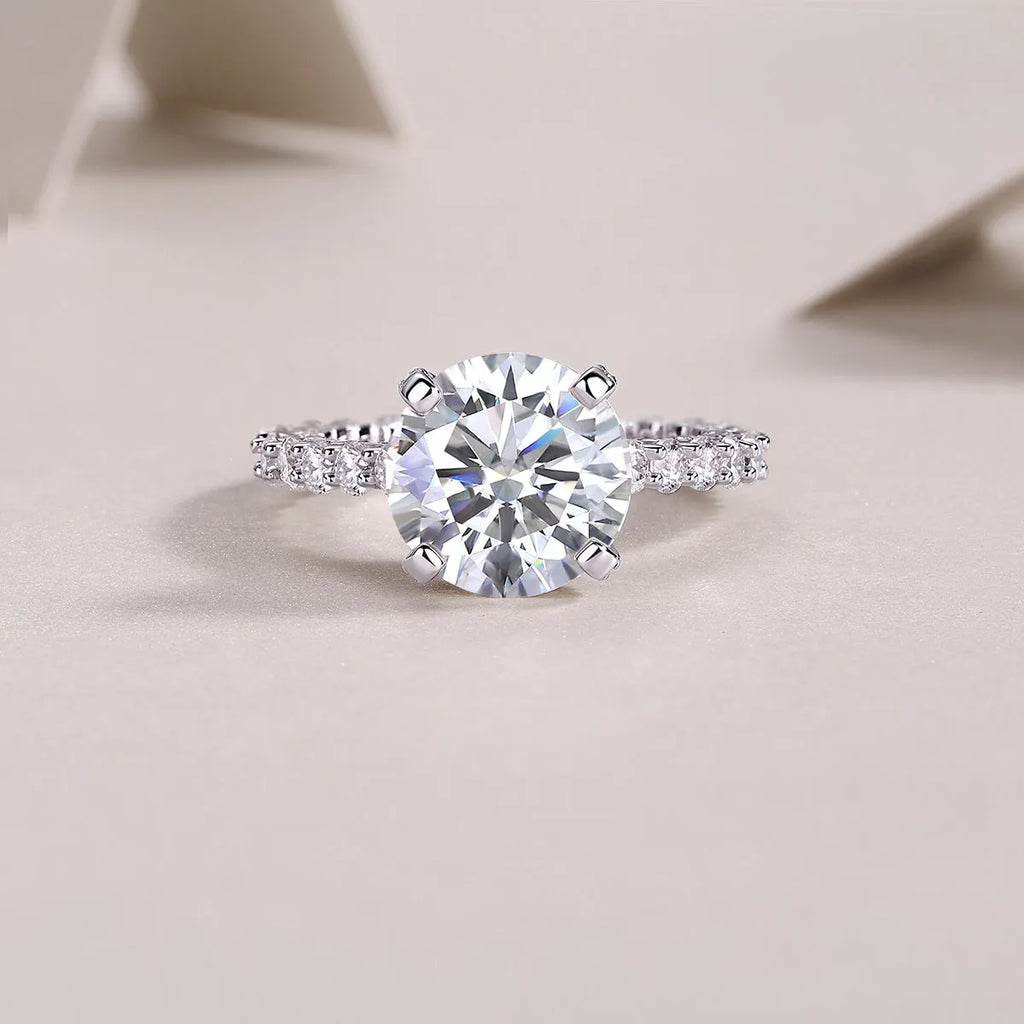 5-carat moissanite wedding ring set S925 silver platinum plating ring sizes 5 to 9 gift box