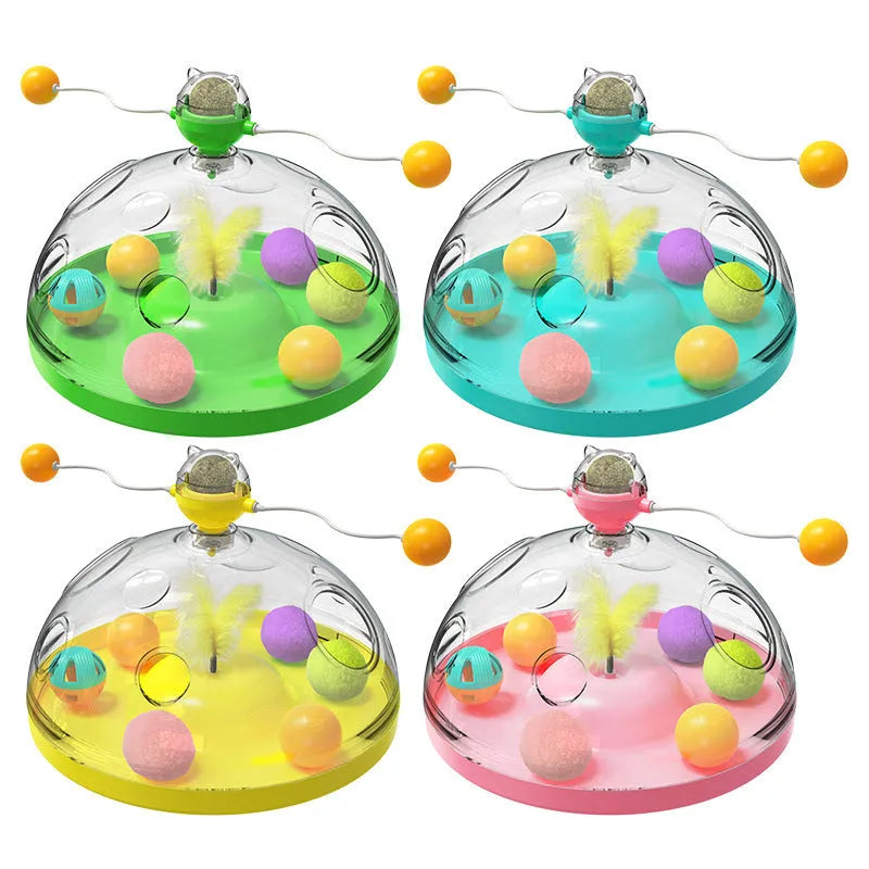 Meows Windmill multifunctional cat turntable toy with teaser sticks and catnip ball, 310 x 251 x 185mm