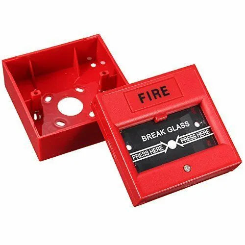 Red wired security break glass emergency fire alarm hand button with fireproof housing for 24VDC systems