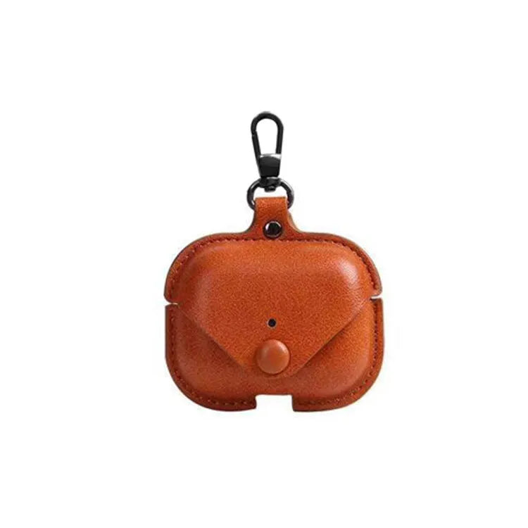 Black AirPods Pro protective case with a cross pattern made from PU leather.