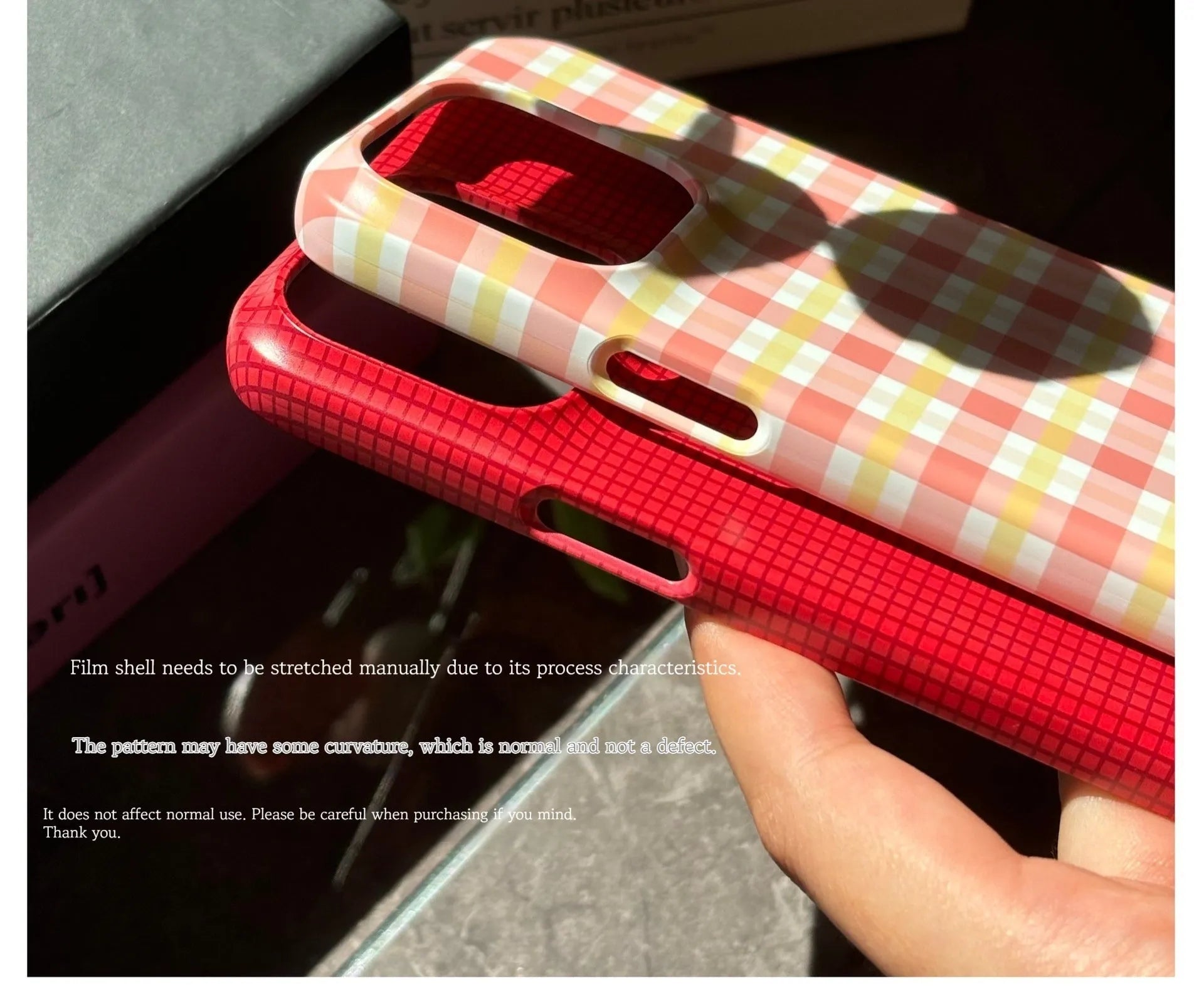 Original plain plaid iPhone 15 Pro Max phone case with anti-fingerprint surface