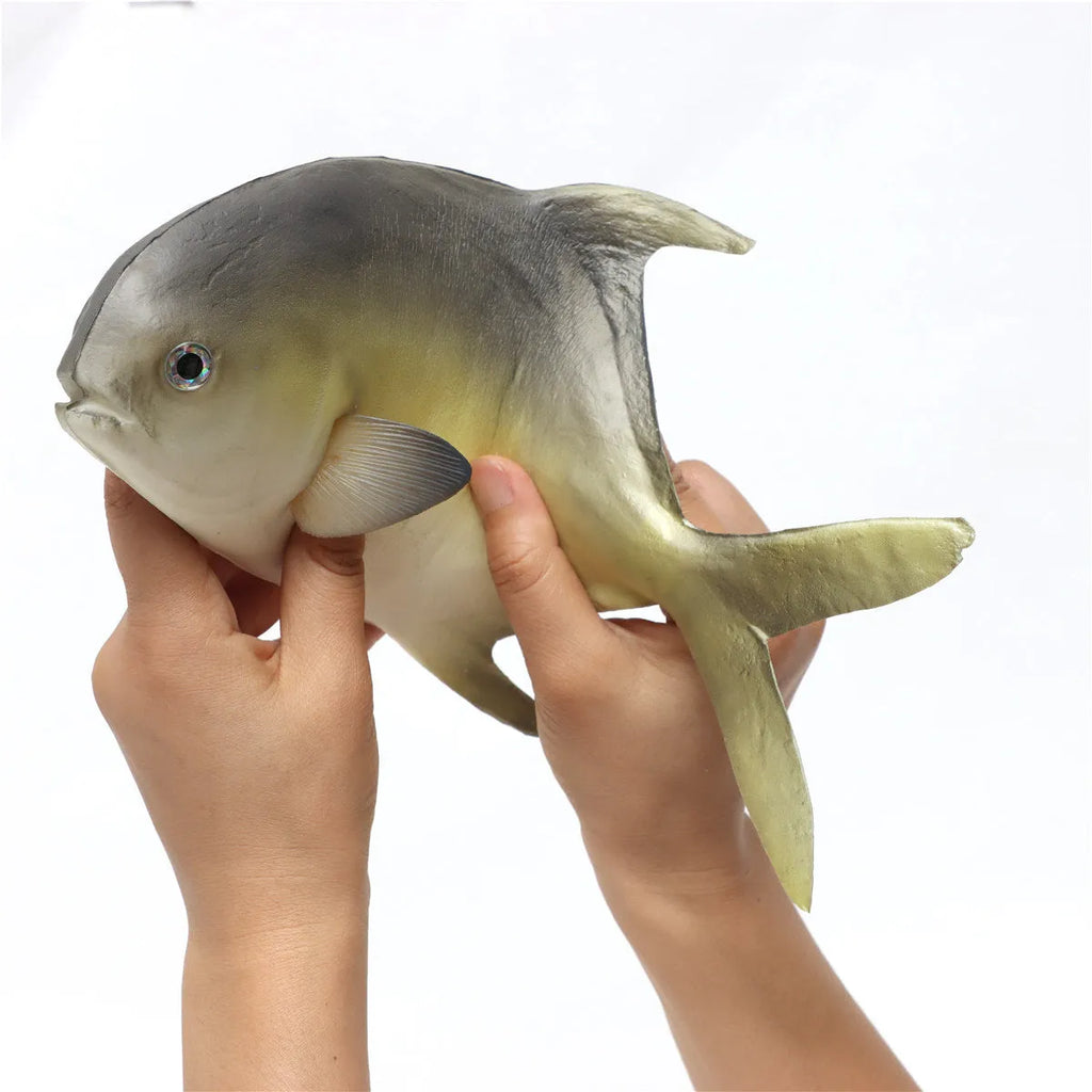Three PU simulated fish ornaments: yellow-fin tuna, small tuna, and yellow croaker marine models
