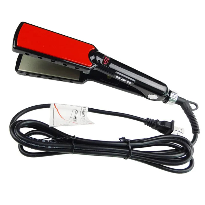Black tourmaline ceramic hair straightener with narrow heat conductor for dry hair styling
