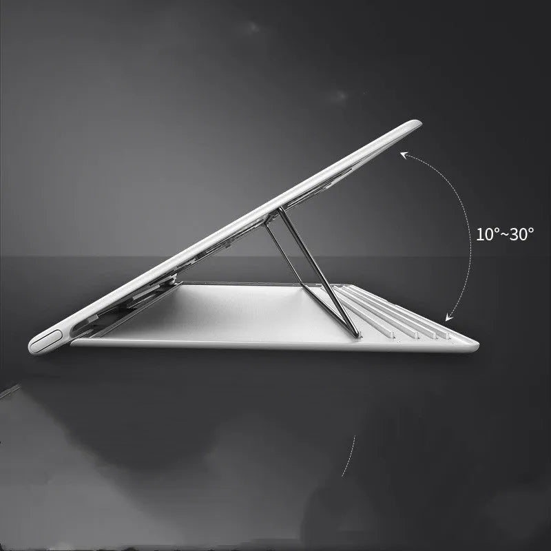 Dongdong portable alloy notebook stand 287x207x0.8mm in Black, shown with a laptop