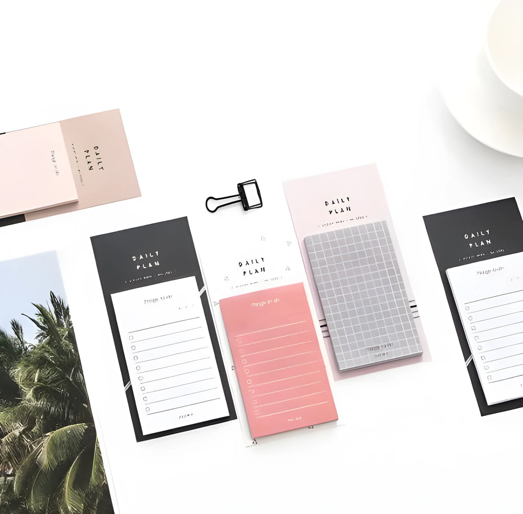 A5 schedule planning notepad with 50 sheets of 80g writing paper in pink or red options