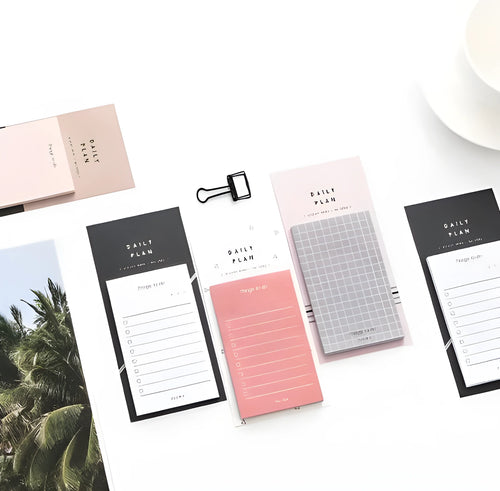 A5 schedule planning notepad with 50 sheets of 80g writing paper in pink or red options