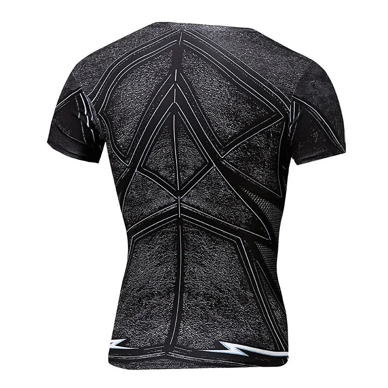 Men's quick-dry 3D lightning print short-sleeved T-shirt with round collar, available in sizes S to 2XL