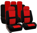 Car universal seat cover set in blue with front and rear covers and metal hooks