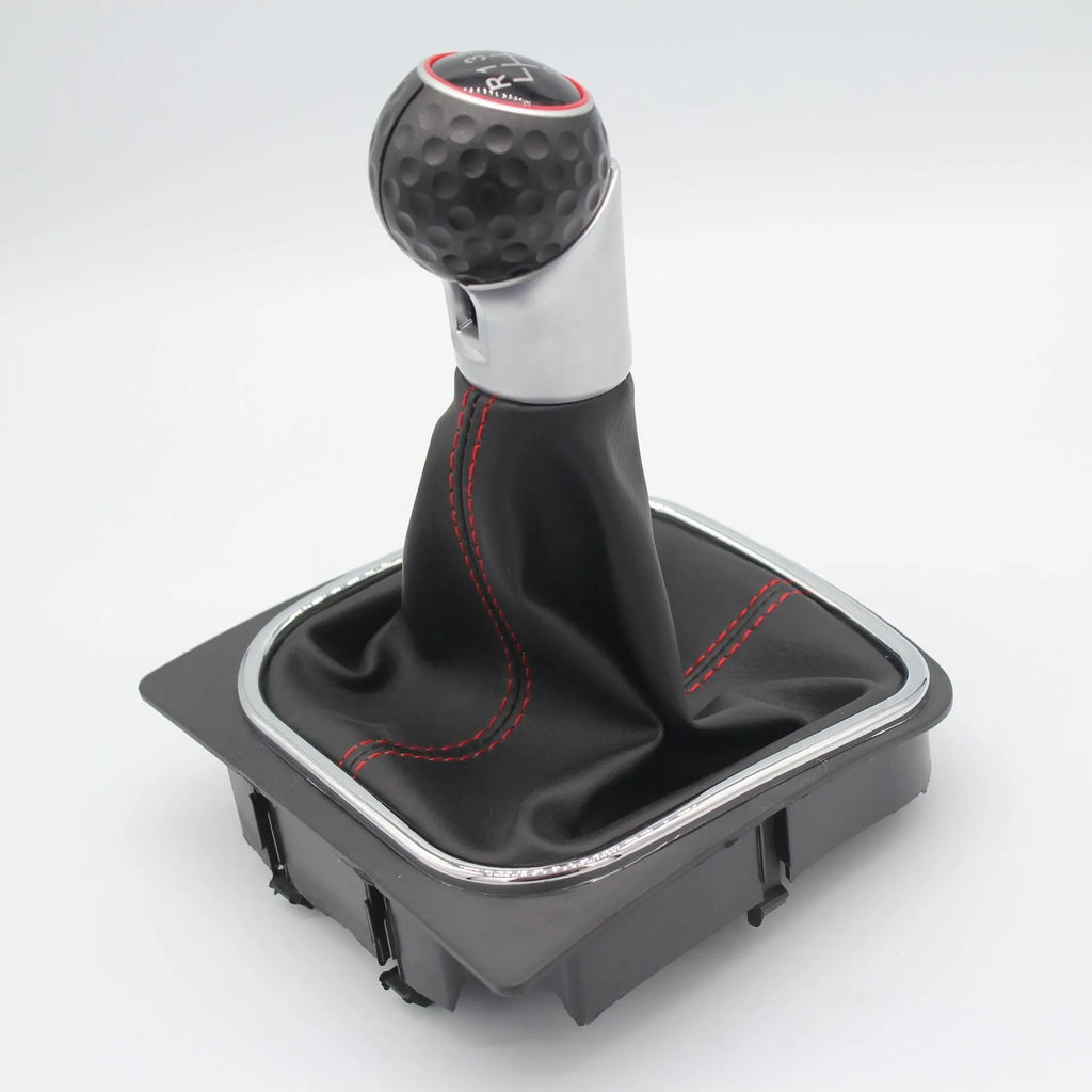 Leather manual gear lever handball for Volkswagen Golf models 5, 6, and 7.