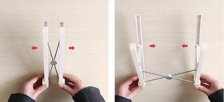 White Whale Race adjustable laptop stand with cooling radiator base for Apple MacBook.