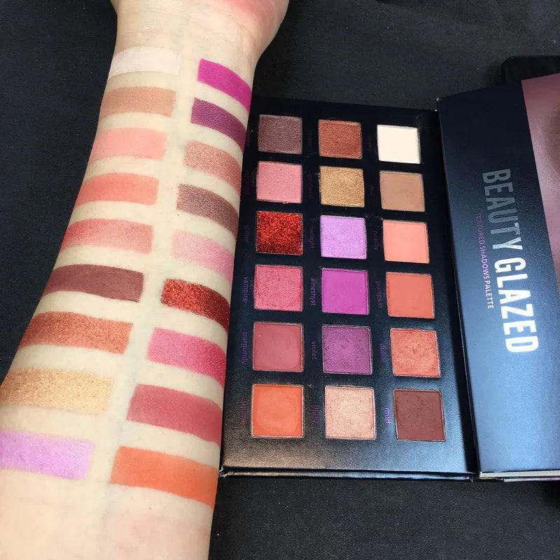 Beauty Glazed 18-colour eyeshadow palette with assorted eyeshadow pans in plastic case