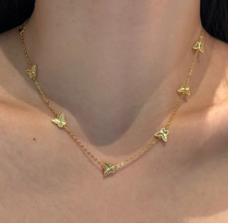 925 silver butterfly hollow necklace for women with electroplated platinum colour or gold finish