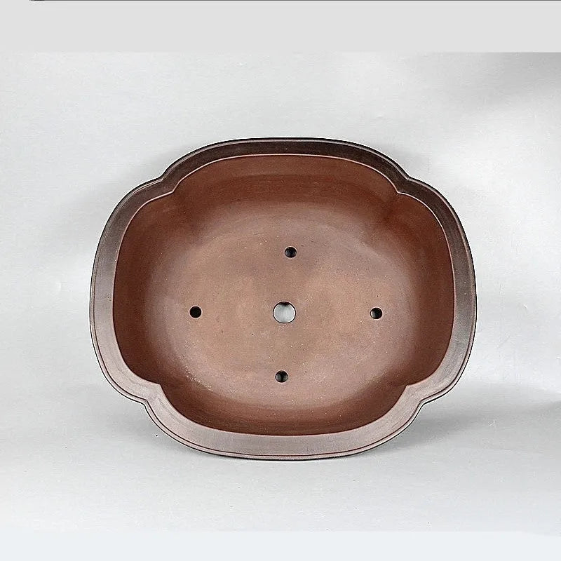 Handmade Chinese antique crabapple-shaped purple clay flowerpot
