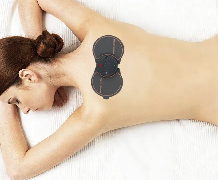 Mini electronic pulse massager, 25g, 13.7cm x 6.7cm x 1cm, for shoulder and neck, in black, blue, pink or white
