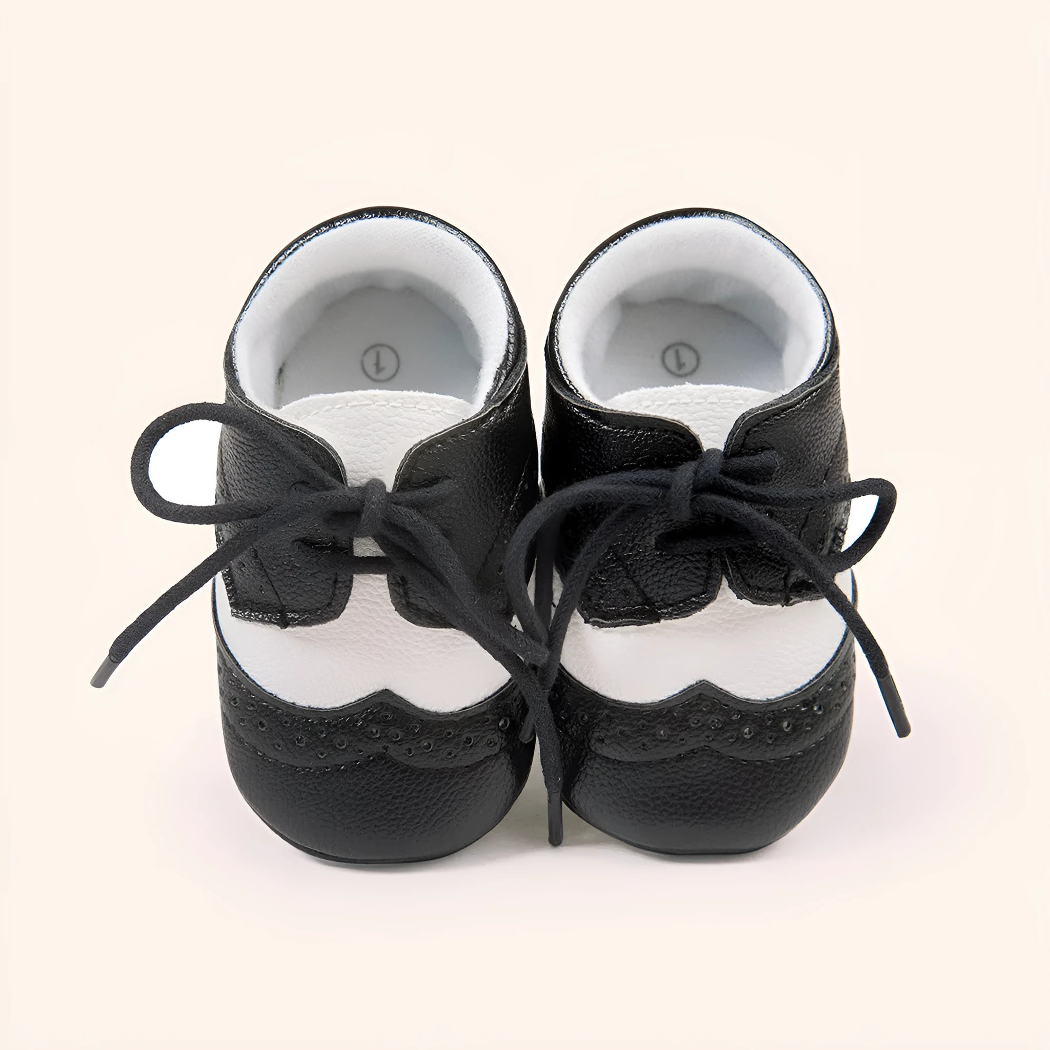 Men's baby soft-soled shoes in synthetic leather, vintage style, shown in light brown colour