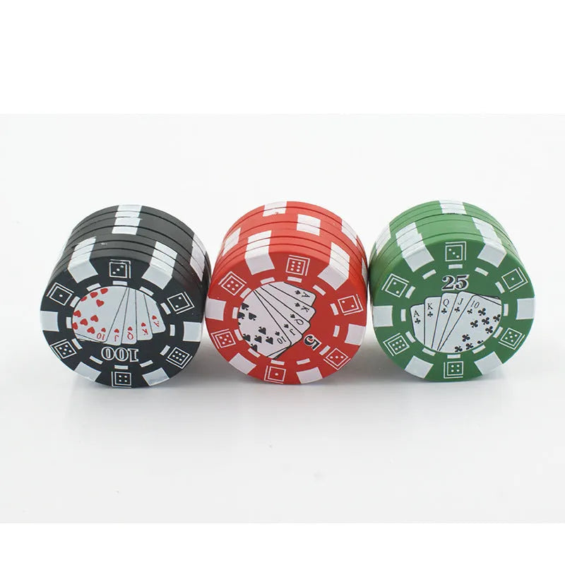 Small Chip Shape Grinder Manual Crushing Smoke Machine with Keychain Function, 4.2x2.6cm, Black Red Green, for Wedding Birthday Festival Housewarming Gift