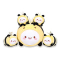 Cute soft kitten snack pillow in bee suit, 40cm large and 10cm small, for children aged 4-6 years.