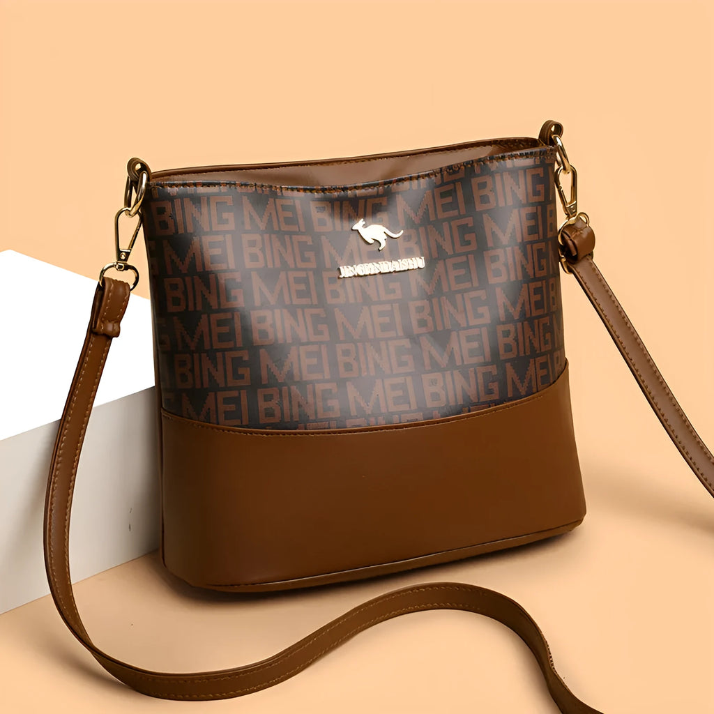 Brown retro messenger bag with multiple compartments and urban simplicity style