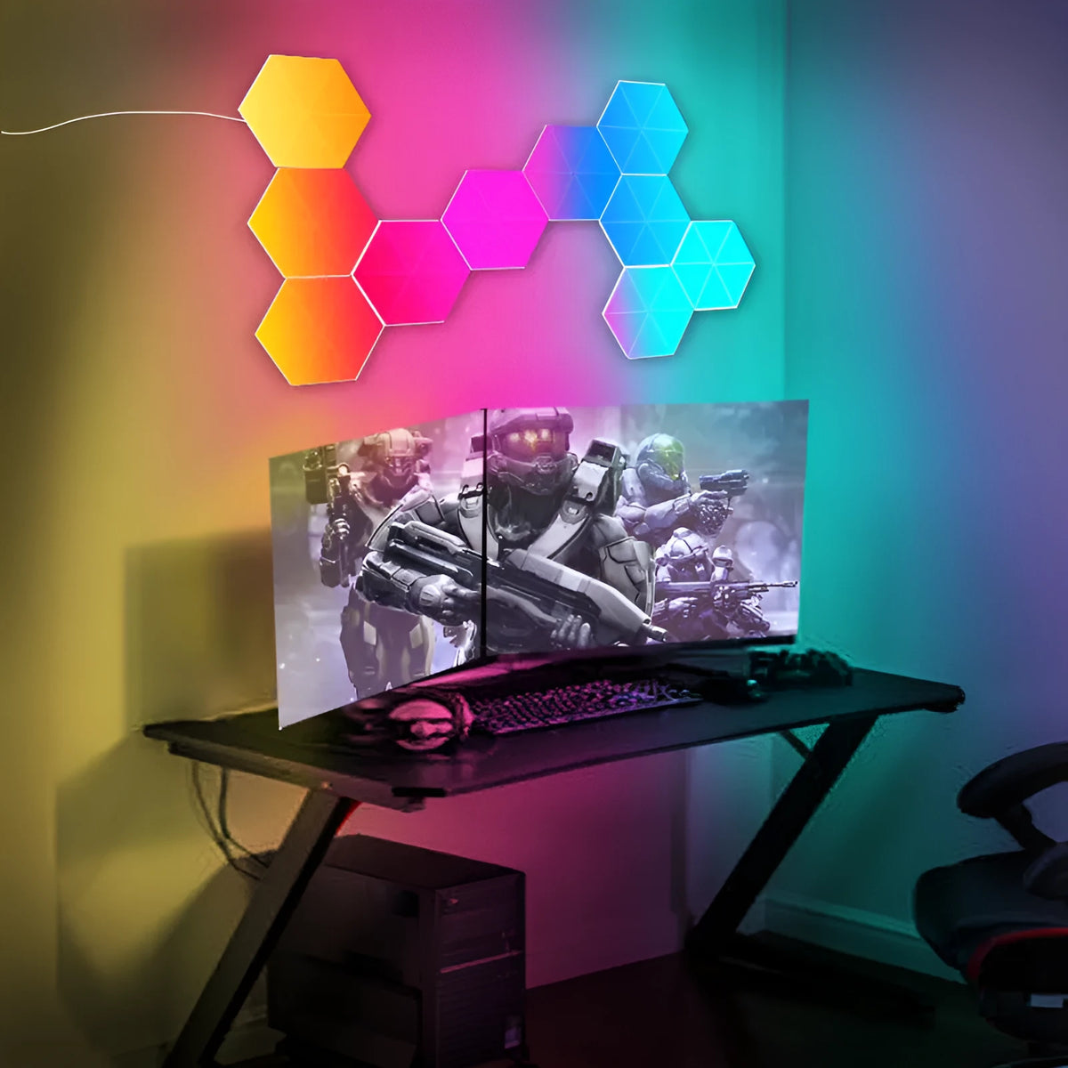 Honeycomb quantum light with PC lampshade, USB port, 103 x 90.3 mm size, remote control and 3/6/10 pack options