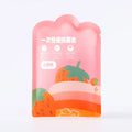Disposable children's long poncho raincoat folded in 13x9cm bag with blue, yellow, orange, pink, green, and white colour options.