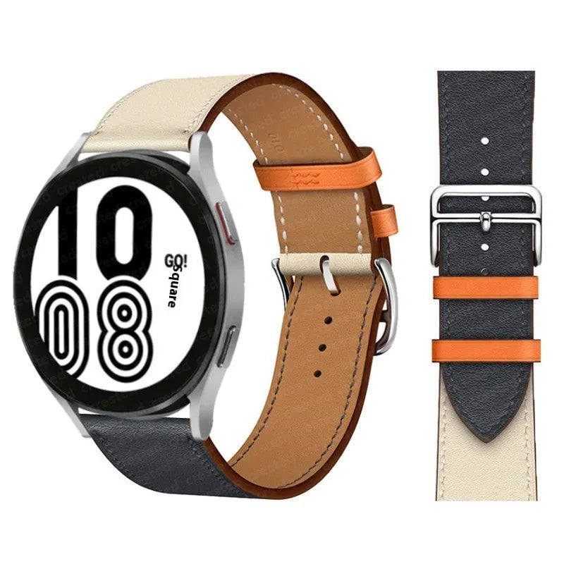 Microfiber single ring leather watch strap in brown with straight buckle, 20mm width