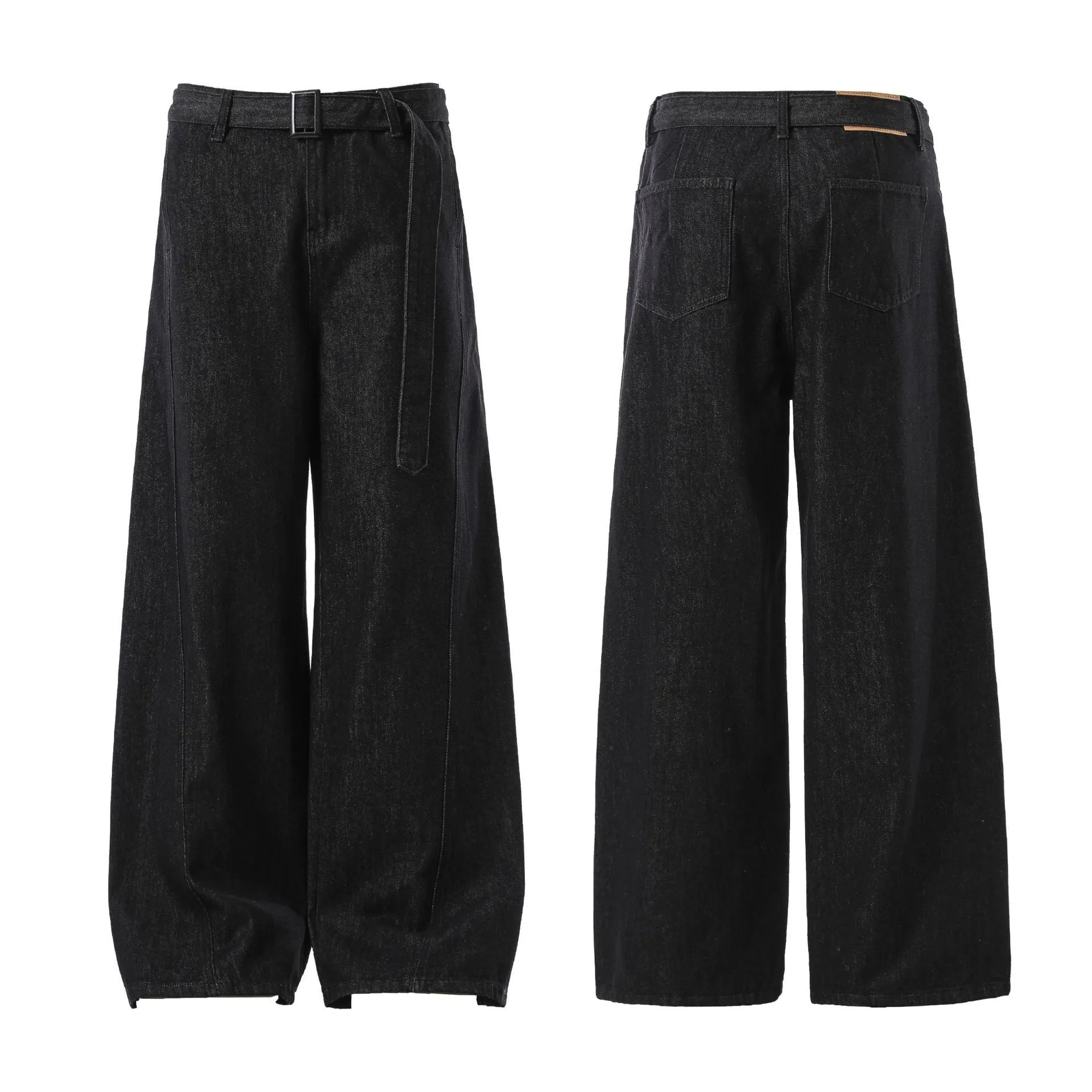 Black women's high-waist straight-leg jeans with zip fly on mannequin