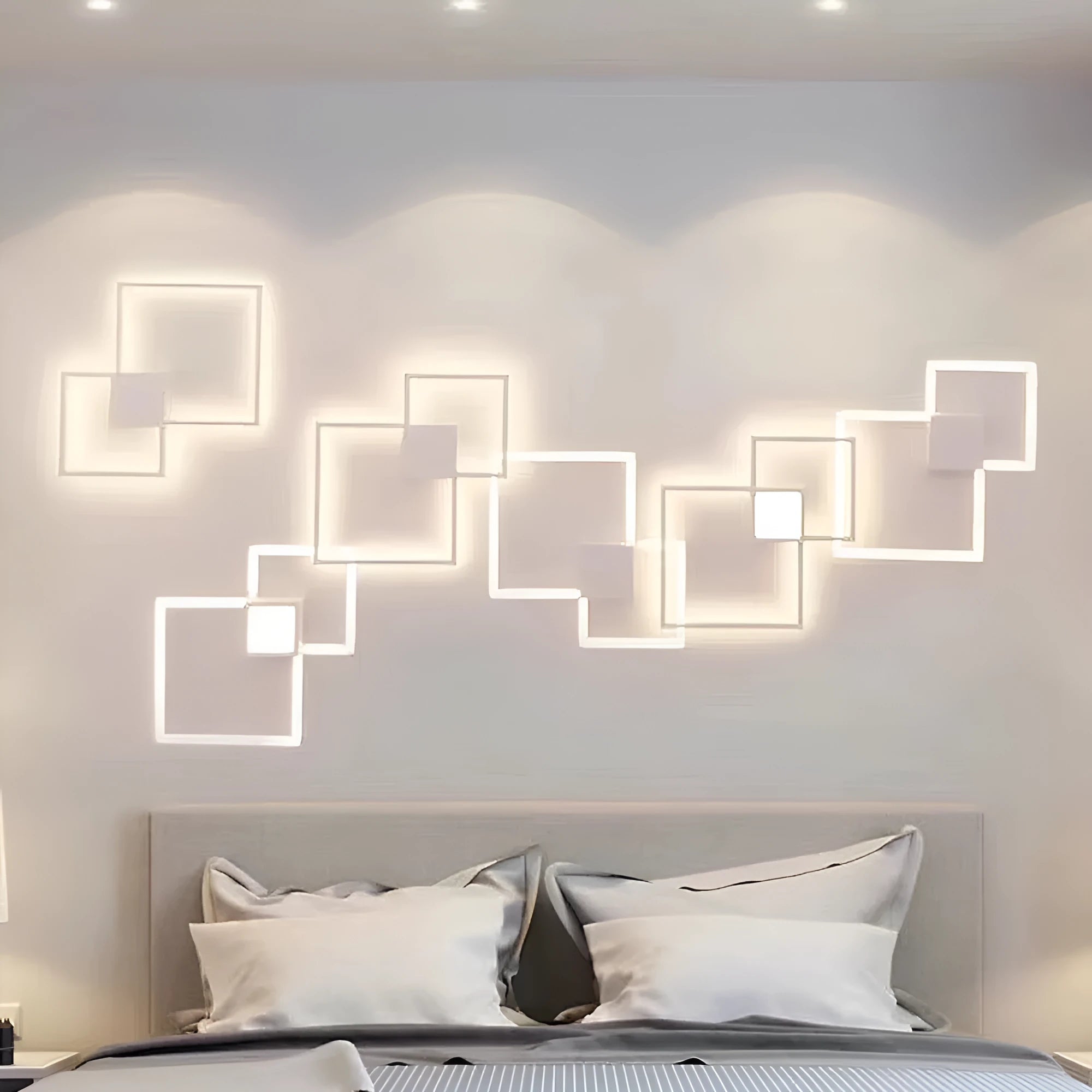 Geometric line LED wall lamp square 353mm iron acrylic white finish wall mounted