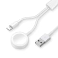 White two-in-one wireless charger with USB interface for device charging