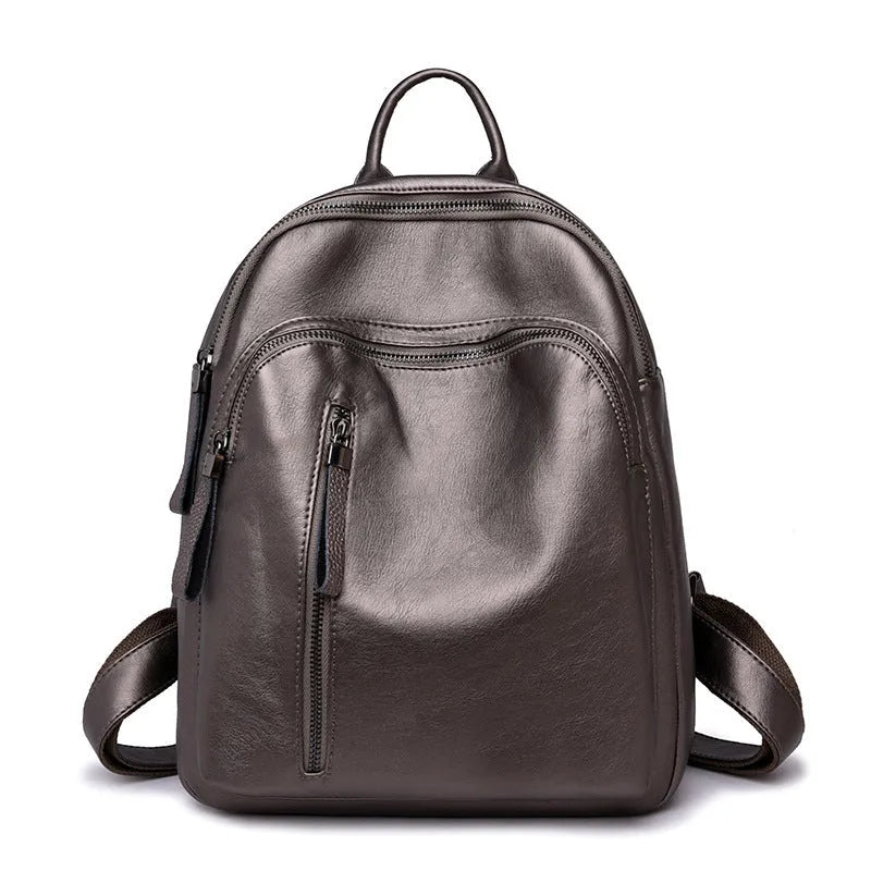 Korean PU backpack for women, colour-contrast design, double shoulder straps, available in black