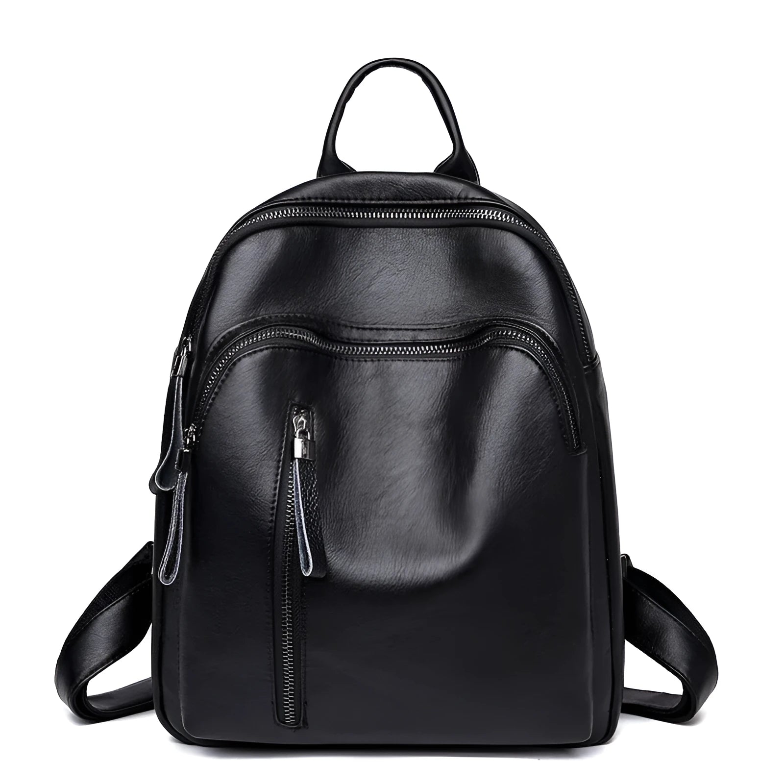 Korean PU backpack for women, colour-contrast design, double shoulder straps, available in black