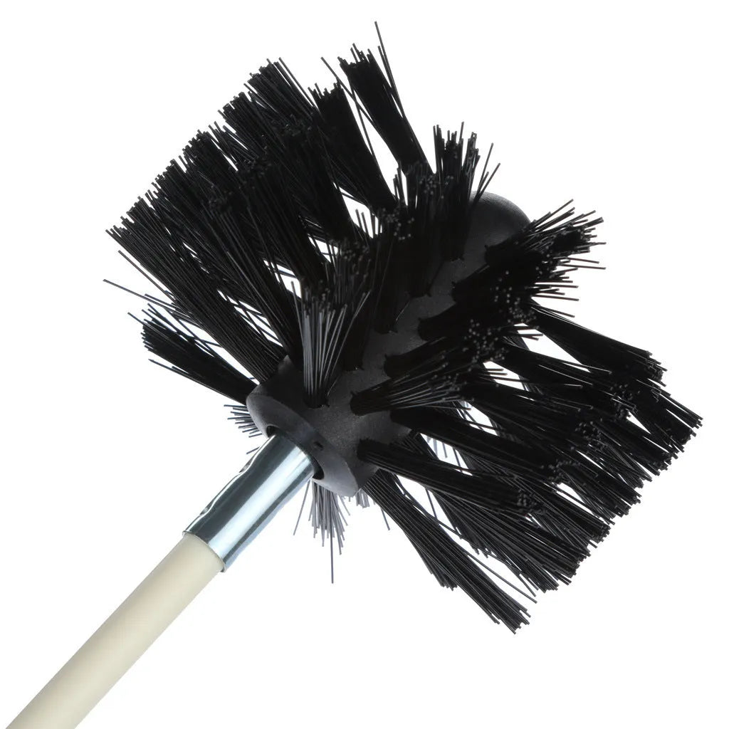 Flexible chimney cleaning brush with bendable rod and nylon bristles for duct inner walls