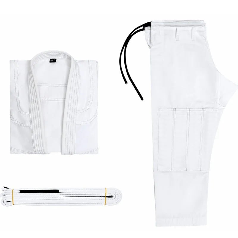 Thin Brazilian Jiu-Jitsu gi set in cotton blend fabric showing top and trousers training wear