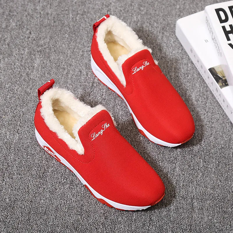 Women canvas shoes with leather toe cap and super high heel in white, blue, red, and black colour options