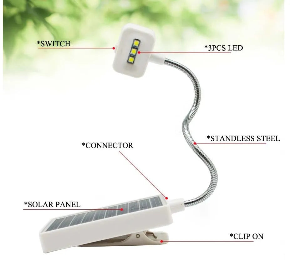 White solar-powered garden lamp with plastic shade and a single LED light, showing a solar panel on top.