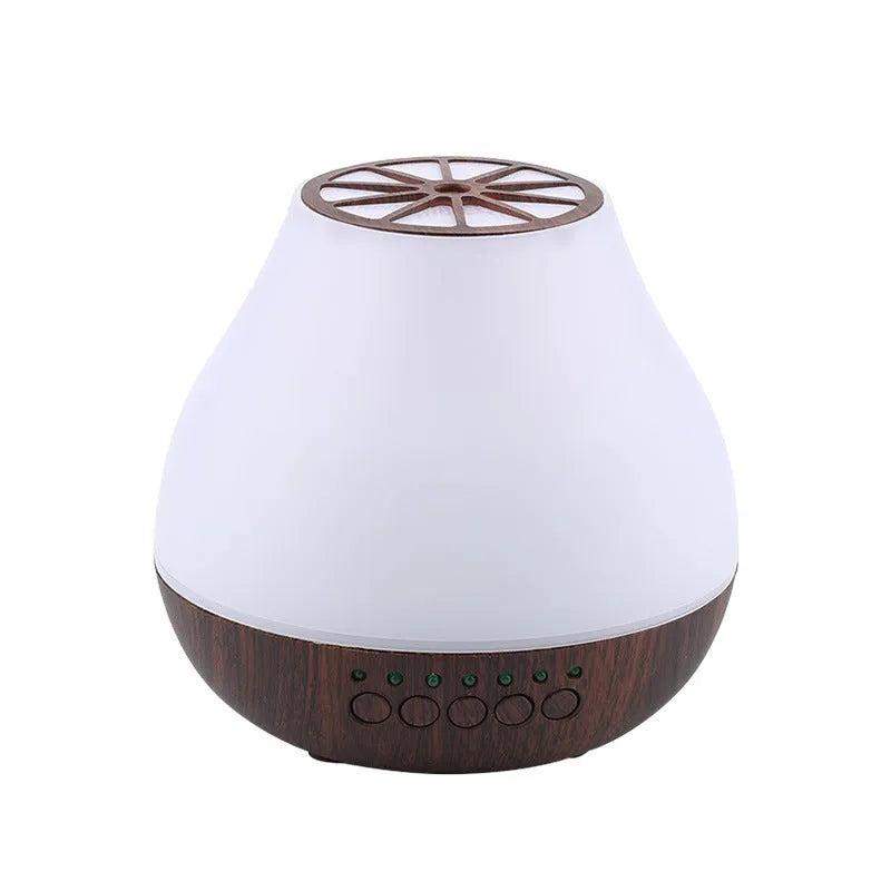 Wood grain finish USB essential oil aroma diffuser with coloured mood lighting
