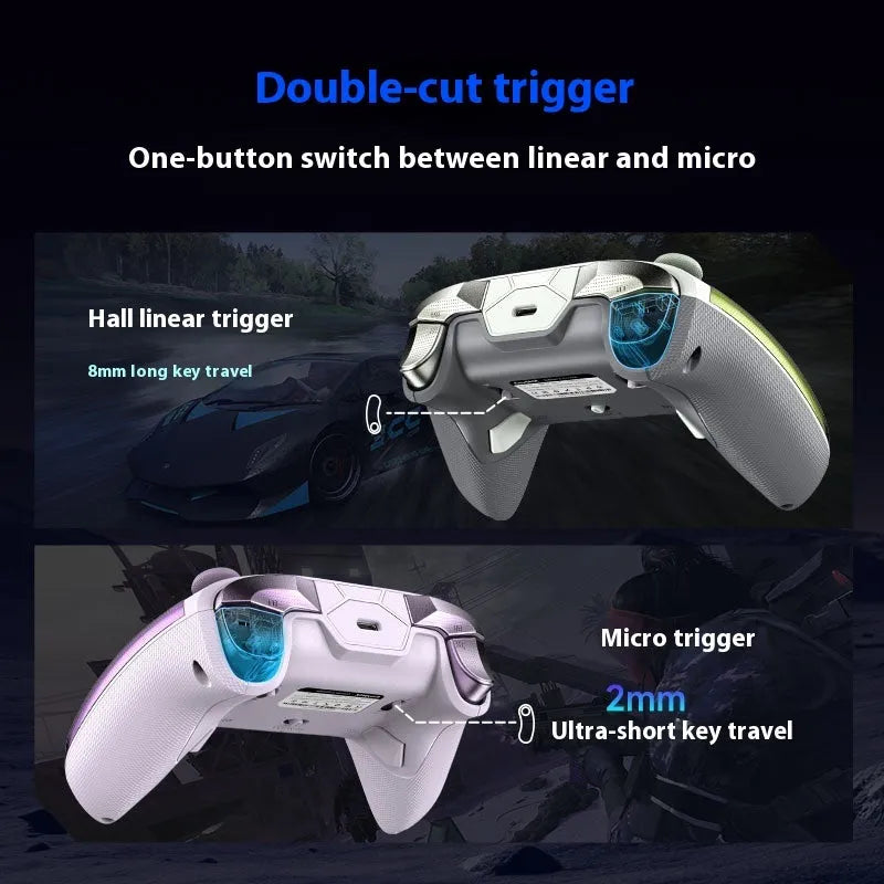 PS5 dual controller charging dock in black with two controllers mounted on double-cut triggers