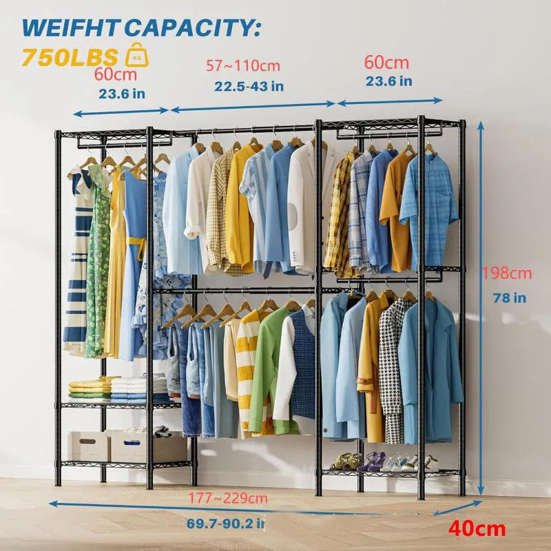 Black metal floor storage rack for clothes trousers and ties organisation