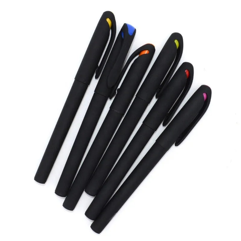 Set of 10 plastic gel pens with black ink refills showing random colour variations