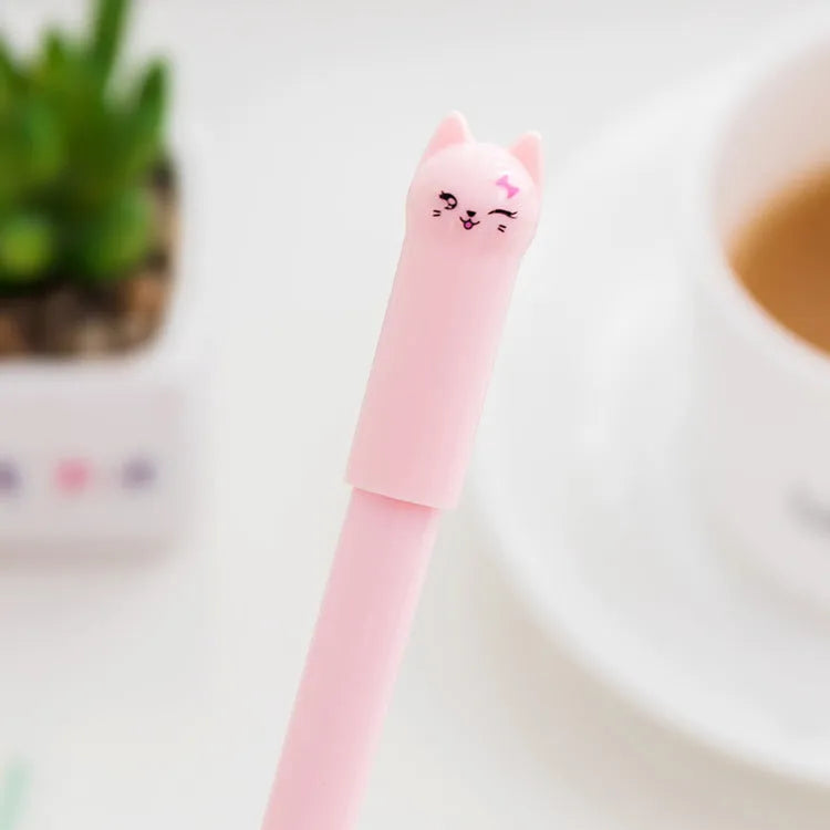 Pendulum cat gel pen with plastic shell showing moving cat mechanism and 0.5mm fine tip