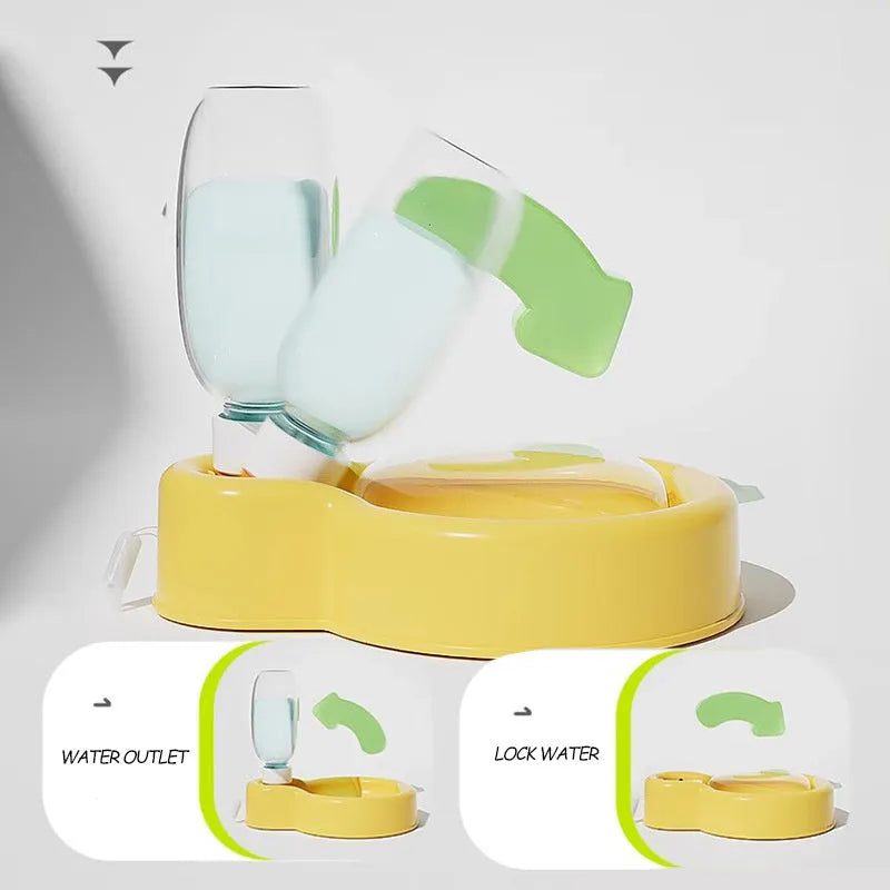 Green portable dog travel cup with pull-out water bowl and bottle handle.
