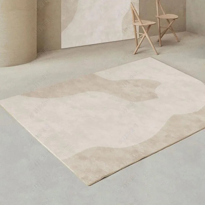 Japanese cashmere carpet in striped pattern, rectangle shape, light luxury style, machine washable polyester fibre