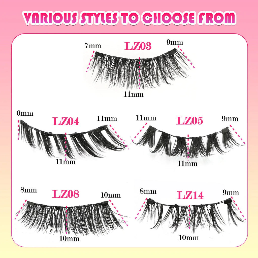 Reusable waterproof false eyelashes with glue-free application in natural thick style