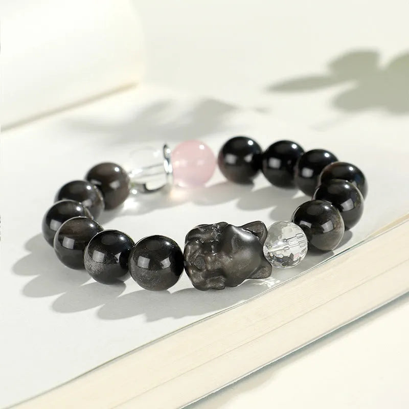Silverstone women's bracelet with fox charm and diamond-shaped crystal beads in multiple colours