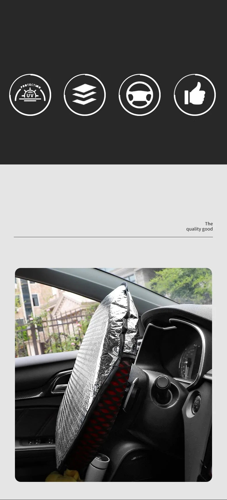 Car steering wheel sunshade cover made from aluminium foil for sun heat protection