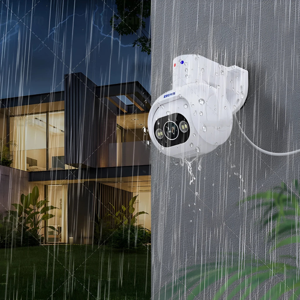 Smart colour night vision 4MP security camera with wall mount bracket and power supply