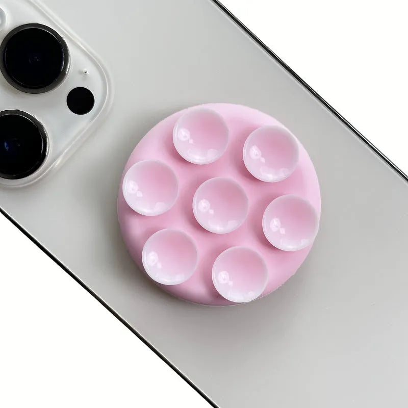 Universal detachable foldable mobile phone airbag bracket silicone suction cup stand 46mm diameter in pink
