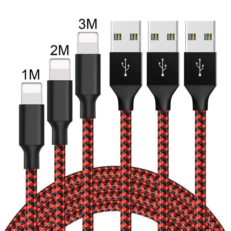 Braided Micro USB fast charging cable for Android phones in black, showing length options.